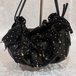 Elegant Black Embellished Shoulder Bag